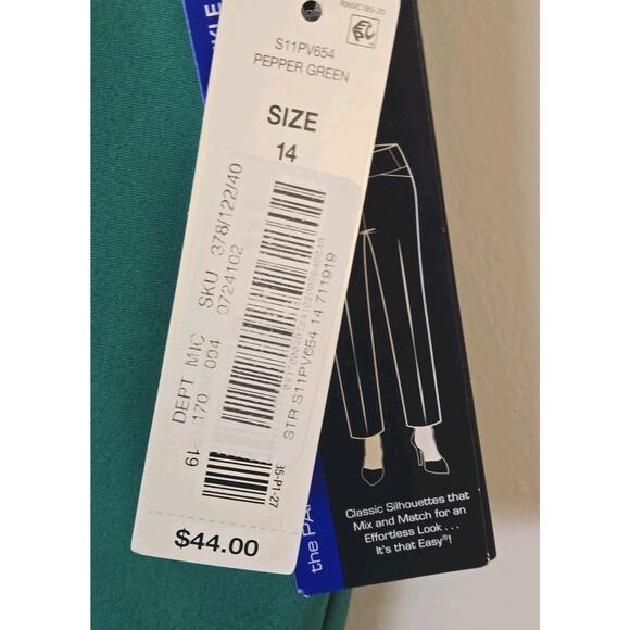 Investments Park Ave Fit Ankle Pants Elite Stretch Size 14 Green NWT Sec Support - Picture 3 of 9